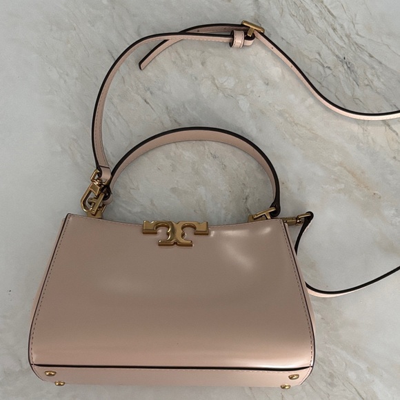 Tory Burch Blush Pink Leather Top-Handle Satchel with Gold Hardware